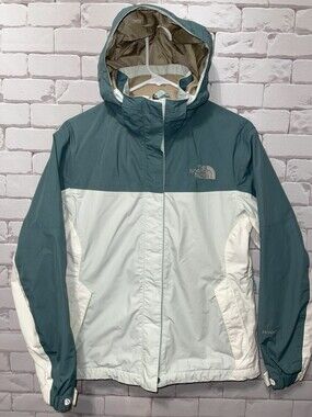 Womens The North Face Hyvent Rain Jacket Green/White Sz Sm